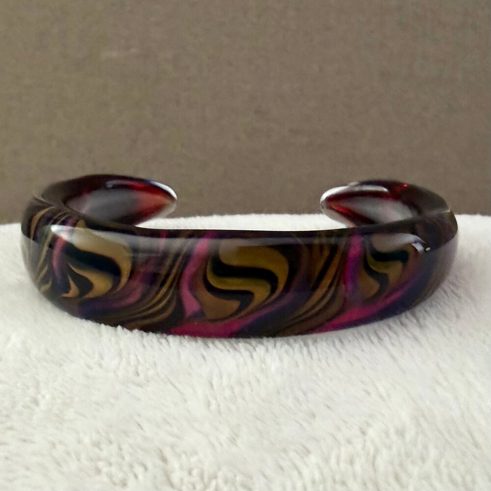 Kevin O’Grady 2001 Artisan Blown Glass Psychedelic Cuff Bracelet - Picture 2 of 4